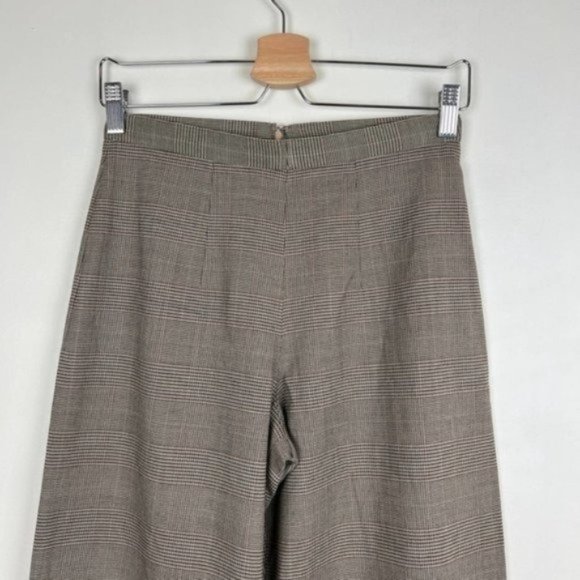 Gai Mattiolo Brown Plaid High Waited Wide Leg Trouser Pants Size IT 42 US 6 - Picture 3 of 8